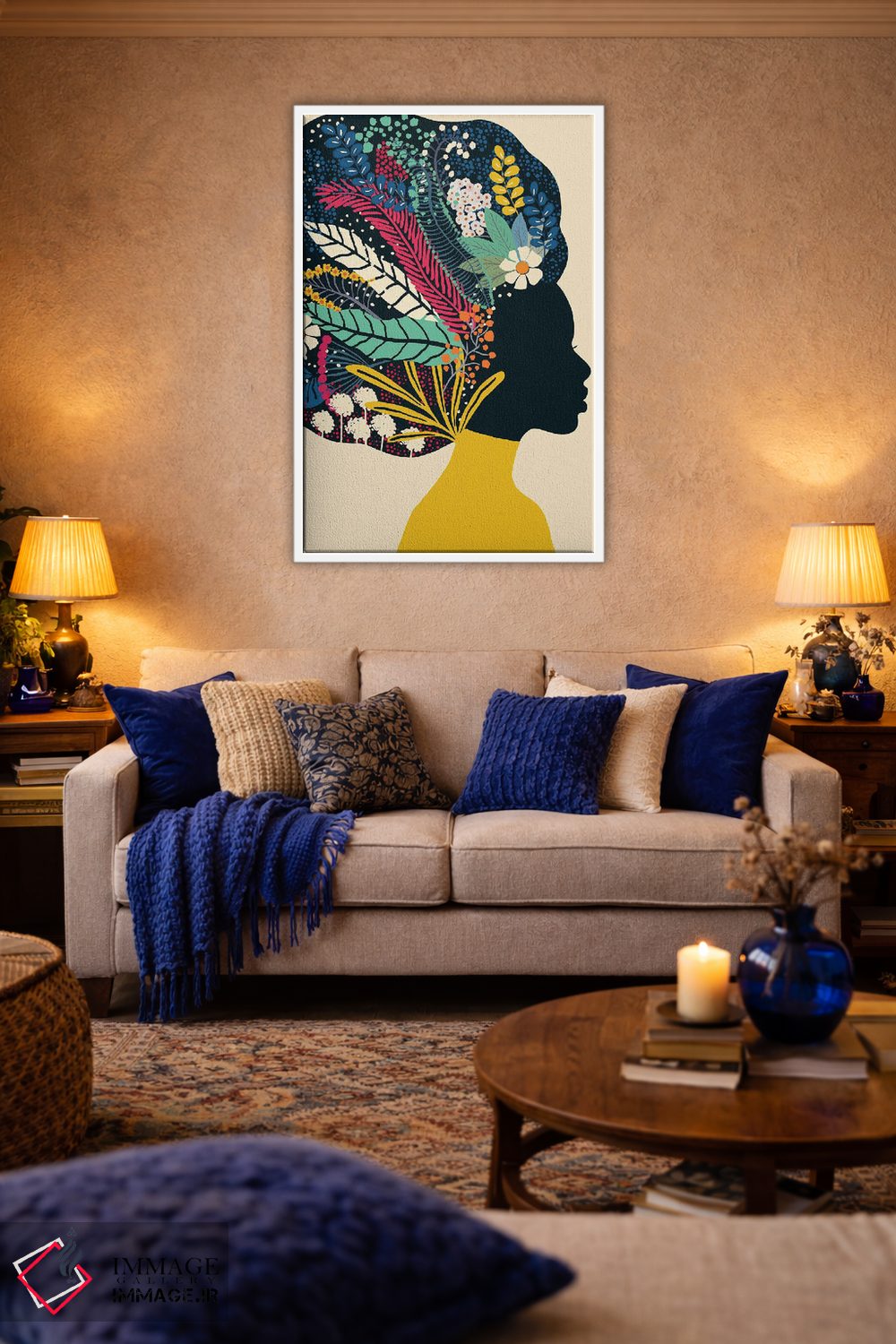 تابلو مدرن زن آفریقایی تبار با لباس زرد اثر یوانا هوروات - D2W