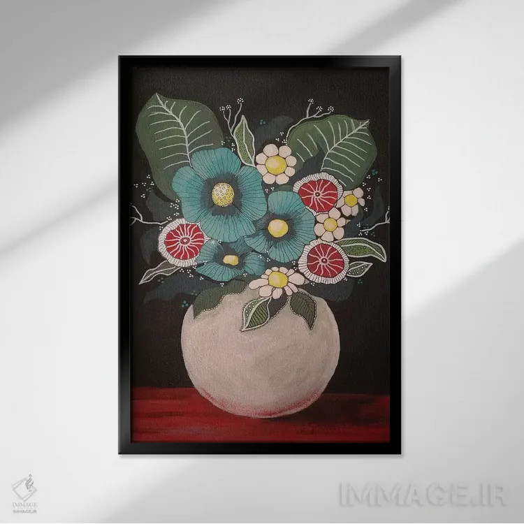 تابلو دکوراتیو گل ها ۲ اثر ایرینا پاندوا - نمای قابدار مشکی