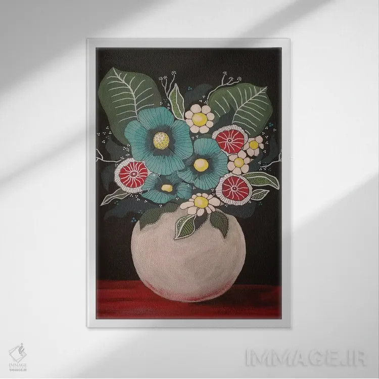 تابلو دکوراتیو گل ها ۲ اثر ایرینا پاندوا - نمای قابدار سفید