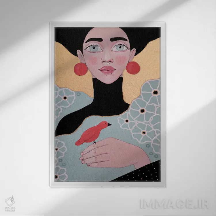 تابلو دکوراتیو چشم های آبی بزرگ اثر ایرینا پاندوا - نمای قابدار سفید