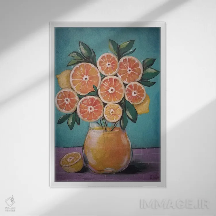 تابلو دکوراتیو آبمیوه اثر ایرینا پاندوا - نمای قابدار سفید