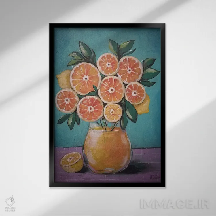 تابلو دکوراتیو آبمیوه اثر ایرینا پاندوا - نمای قابدار مشکی