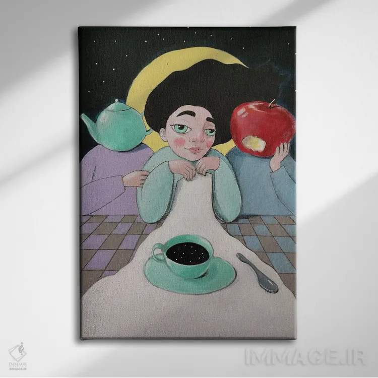 تابلو دکوراتیو چای عصرگاهی اثر ایرینا پاندوا - نمای روبهرو روی دیوار
