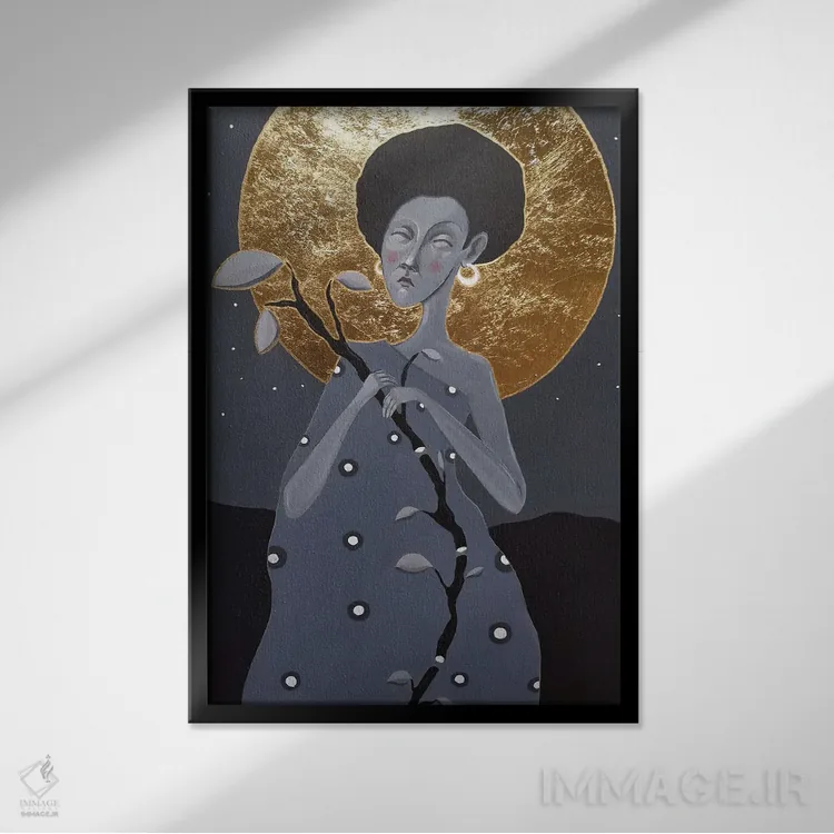تابلو دکوراتیو مادر شب اثر ایرینا پاندوا - نمای قابدار مشکی
