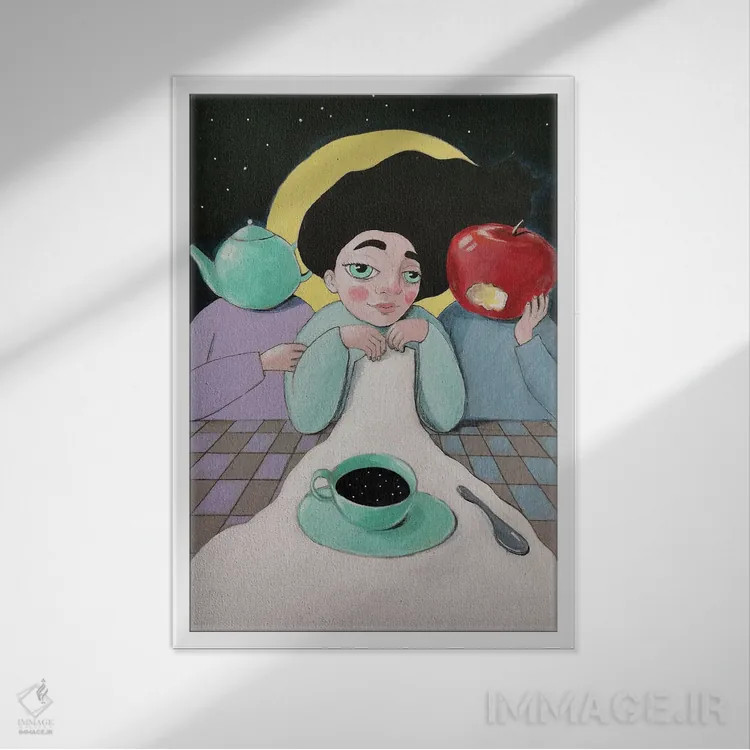 تابلو دکوراتیو چای عصرگاهی اثر ایرینا پاندوا - نمای قابدار سفید