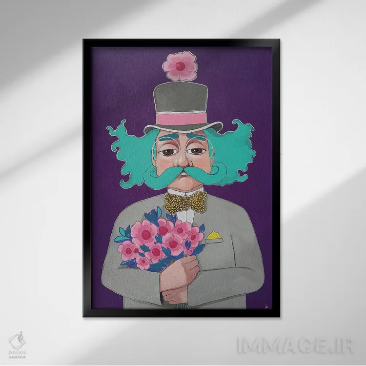 تابلو دکوراتیو رمانتیک مسن اثر ایرینا پاندوا - نمای قابدار مشکی