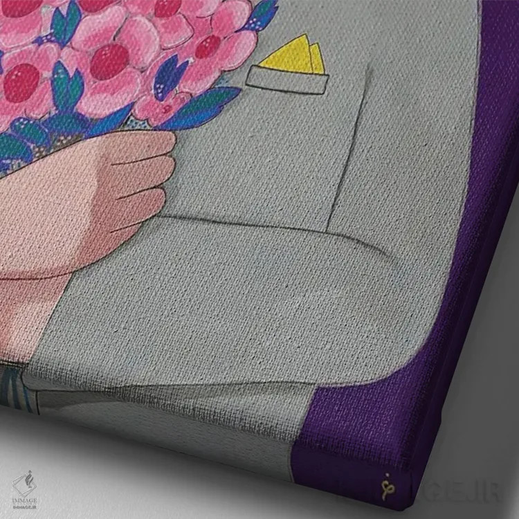 تابلو دکوراتیو رمانتیک مسن اثر ایرینا پاندوا - نمای نزدیک بافت بوم