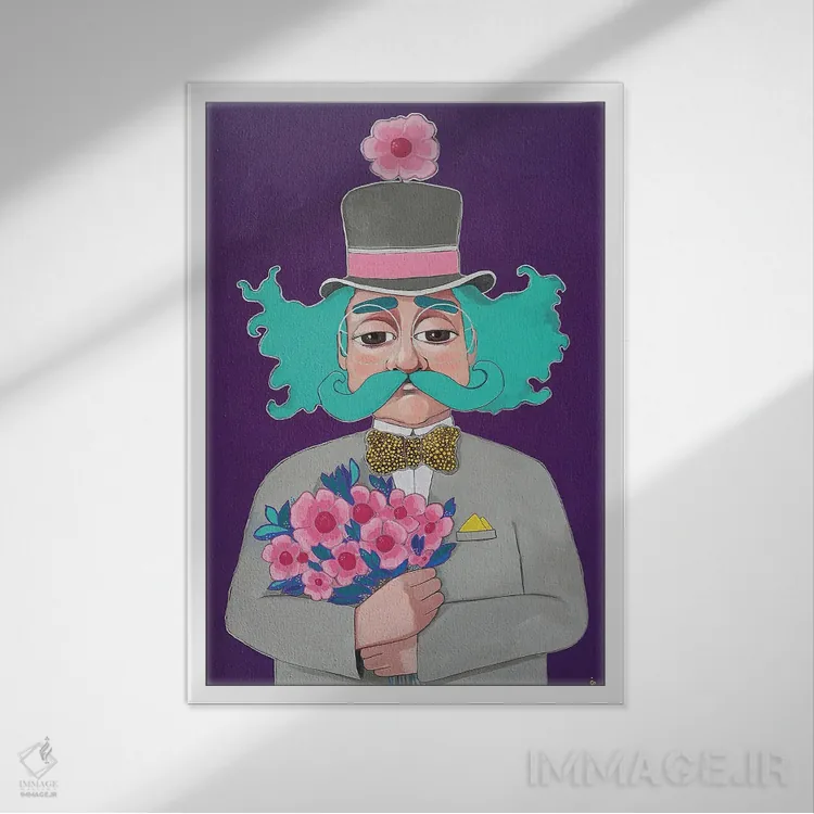 تابلو دکوراتیو رمانتیک مسن اثر ایرینا پاندوا - نمای قابدار سفید