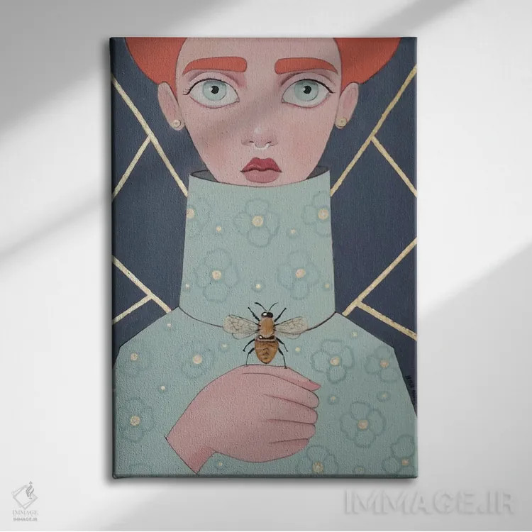 تابلو دکوراتیو زنبور اثر ایرینا پاندوا - نمای روبهرو روی دیوار