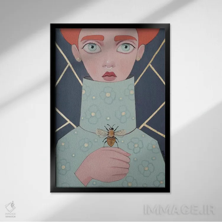 تابلو دکوراتیو زنبور اثر ایرینا پاندوا - نمای قابدار مشکی