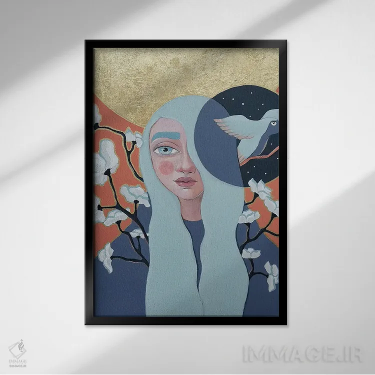 تابلو دکوراتیو پرواز شبانه اثر ایرینا پاندوا - نمای قابدار مشکی