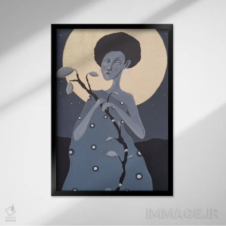 تابلو دکوراتیو مادر شب ۲ اثر ایرینا پاندوا - نمای قابدار مشکی