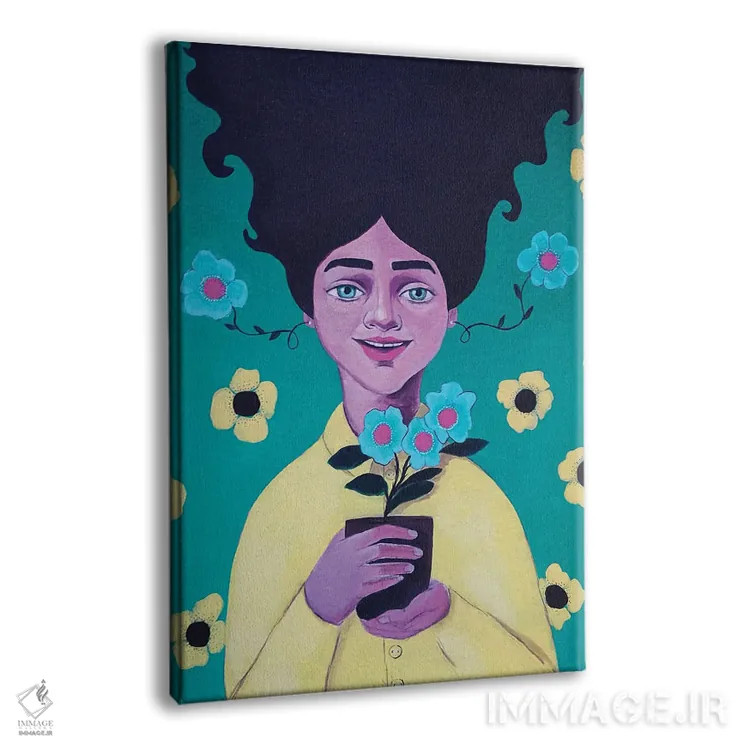 تابلو دکوراتیو دختر گل دار اثر ایرینا پاندوا - نمای پرسپکتیو محصول