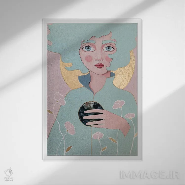 تابلو دکوراتیو زمین اثر ایرینا پاندوا - نمای قابدار سفید