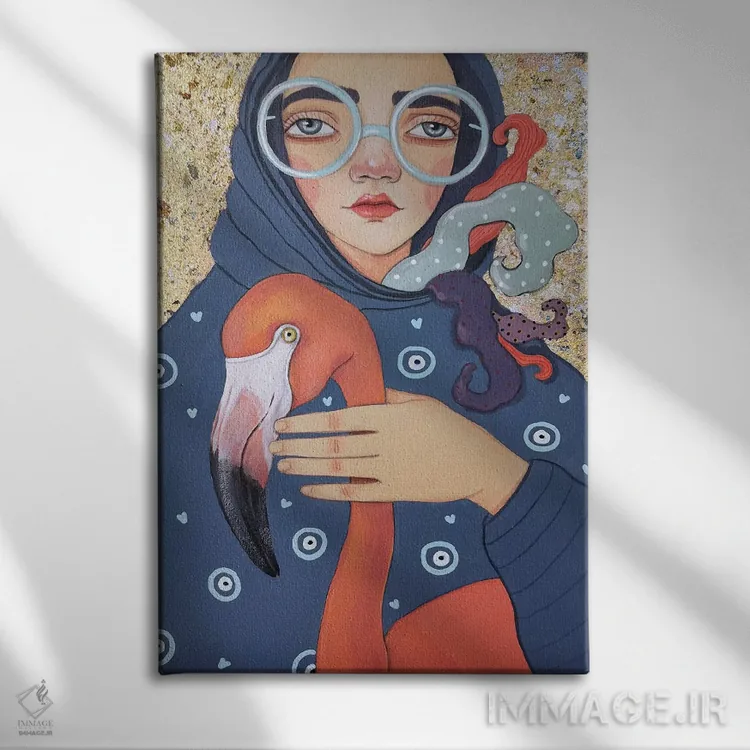 تابلو دکوراتیو فلامینگو اثر ایرینا پاندوا - نمای روبهرو روی دیوار