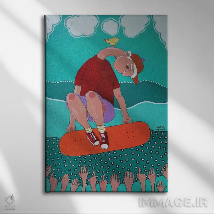 تابلو دکوراتیو اسکیت باز اثر ایرینا پاندوا - نمای روبهرو روی دیوار