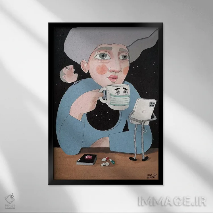 تابلو دکوراتیو خلا اثر ایرینا پاندوا - نمای قابدار مشکی