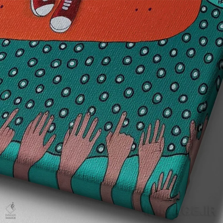 تابلو دکوراتیو اسکیت باز اثر ایرینا پاندوا - نمای نزدیک بافت بوم