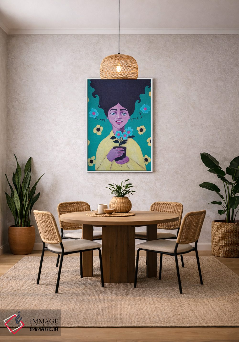 تابلو دکوراتیو دختر گل دار اثر ایرینا پاندوا - D3W