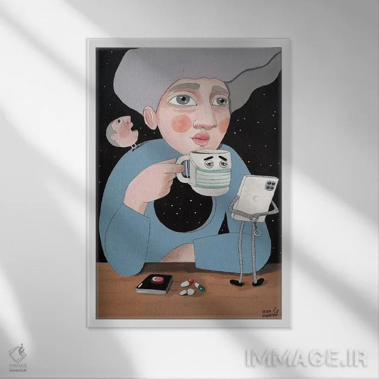 تابلو دکوراتیو خلا اثر ایرینا پاندوا - نمای قابدار سفید