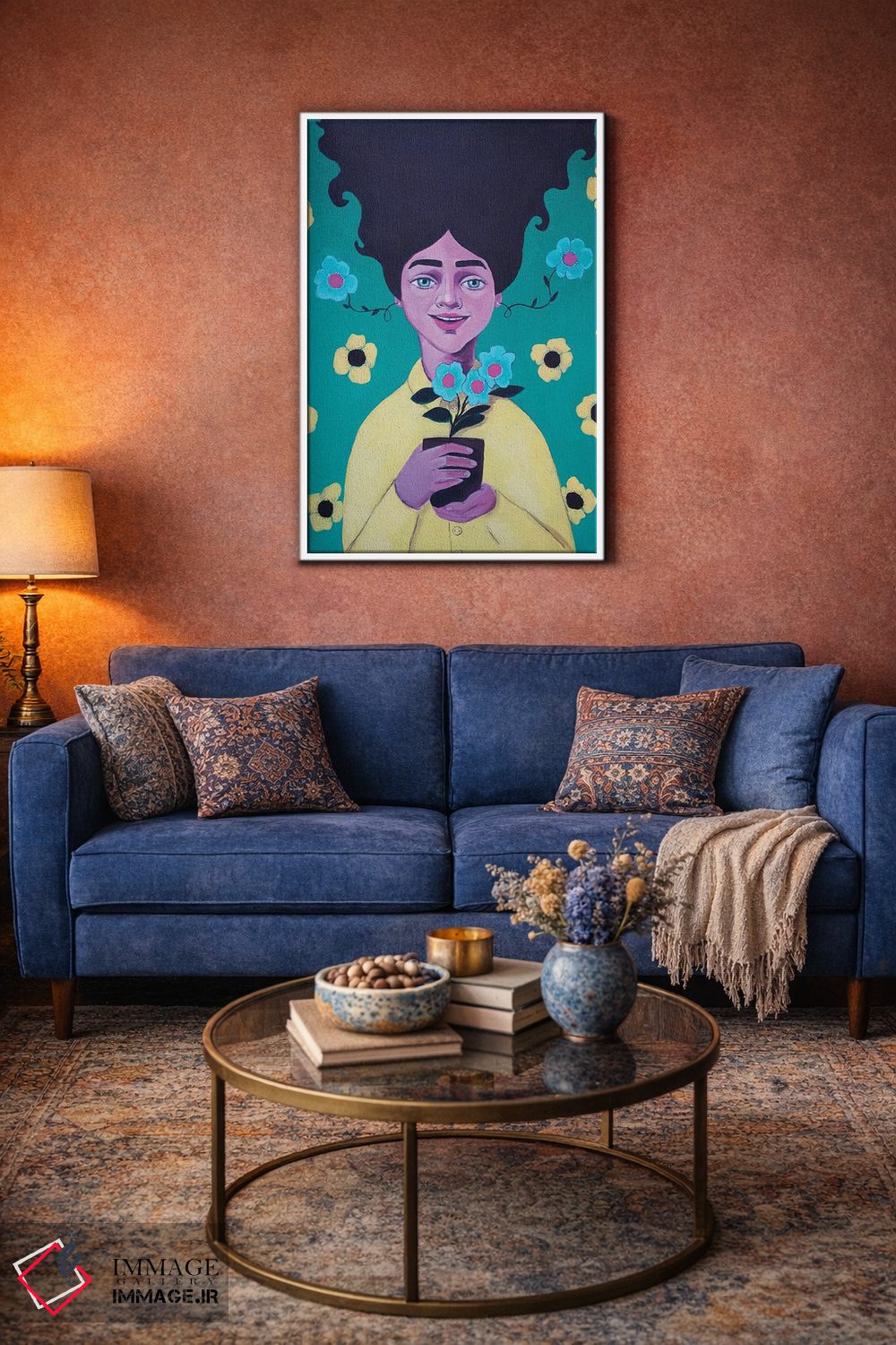 تابلو دکوراتیو دختر گل دار اثر ایرینا پاندوا - D4W