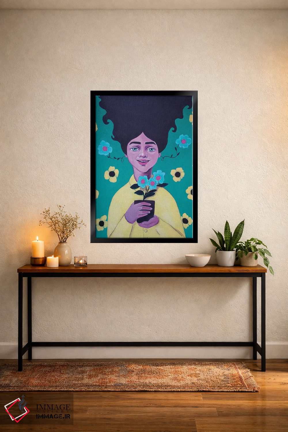 تابلو دکوراتیو دختر گل دار اثر ایرینا پاندوا - D5B