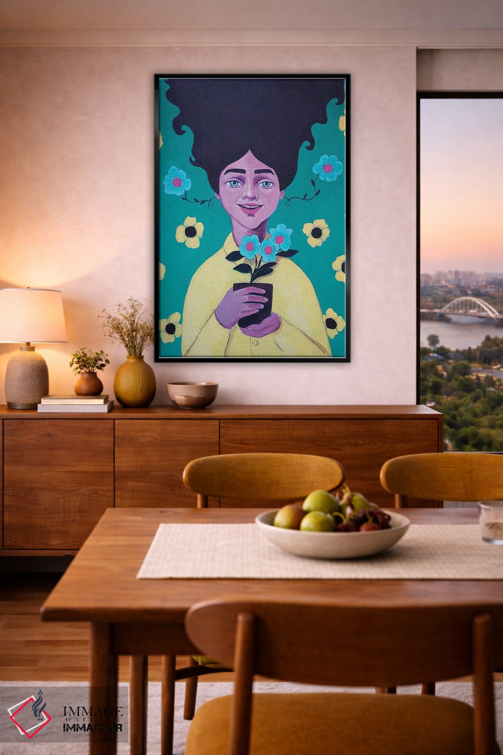 تابلو دکوراتیو دختر گل دار اثر ایرینا پاندوا - D6B