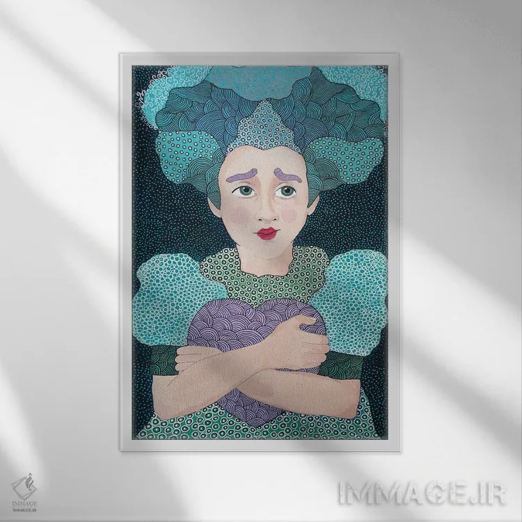 تابلو دکوراتیو ملکه دل ها اثر ایرینا پاندوا - نمای قابدار سفید