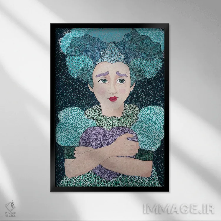 تابلو دکوراتیو ملکه دل ها اثر ایرینا پاندوا - نمای قابدار مشکی