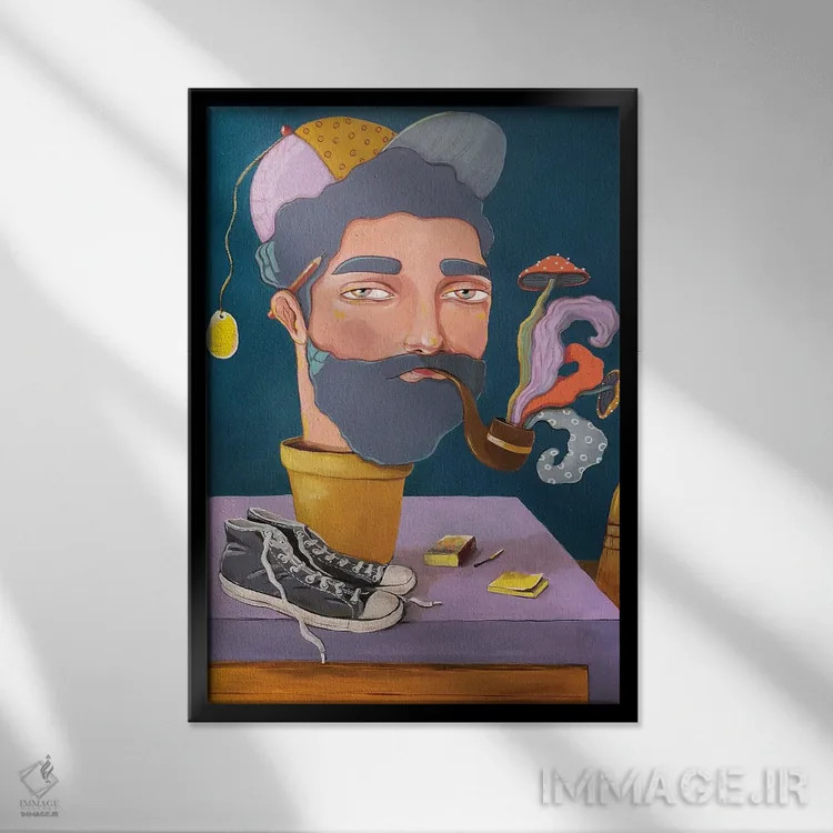 تابلو دکوراتیو آدم امروز و فردا کن اثر ایرینا پاندوا - نمای قابدار مشکی