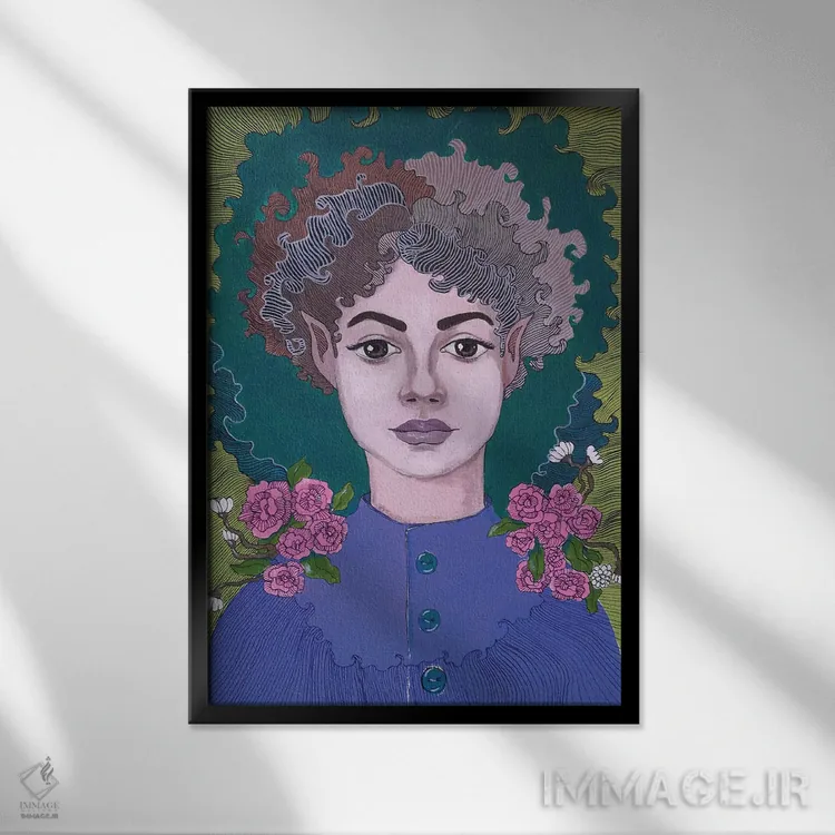 تابلو دکوراتیو الف اثر ایرینا پاندوا - نمای قابدار مشکی