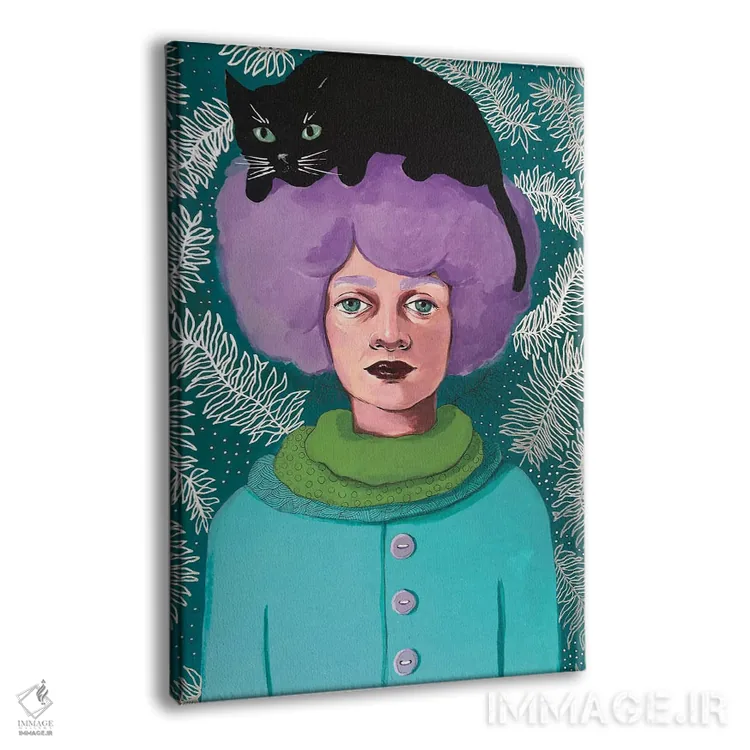تابلو دکوراتیو بانوی گربه ها اثر ایرینا پاندوا - نمای پرسپکتیو محصول
