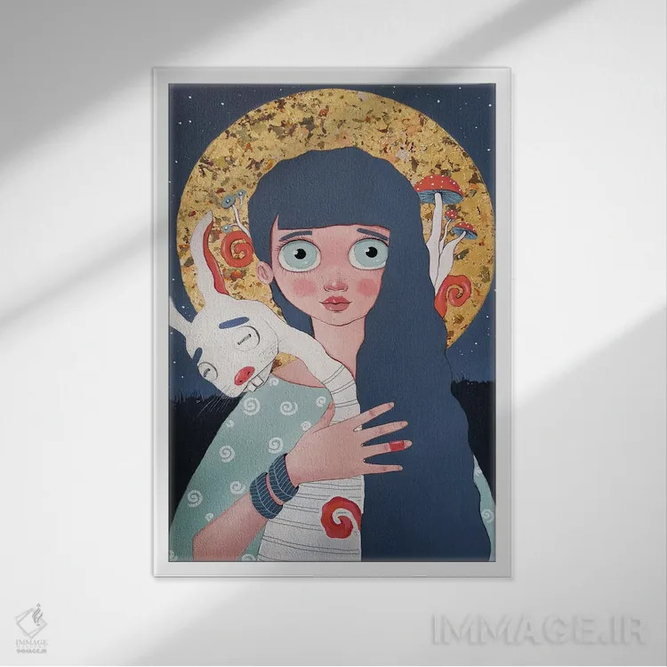 تابلو دکوراتیو خرگوش اثر ایرینا پاندوا - نمای قابدار سفید