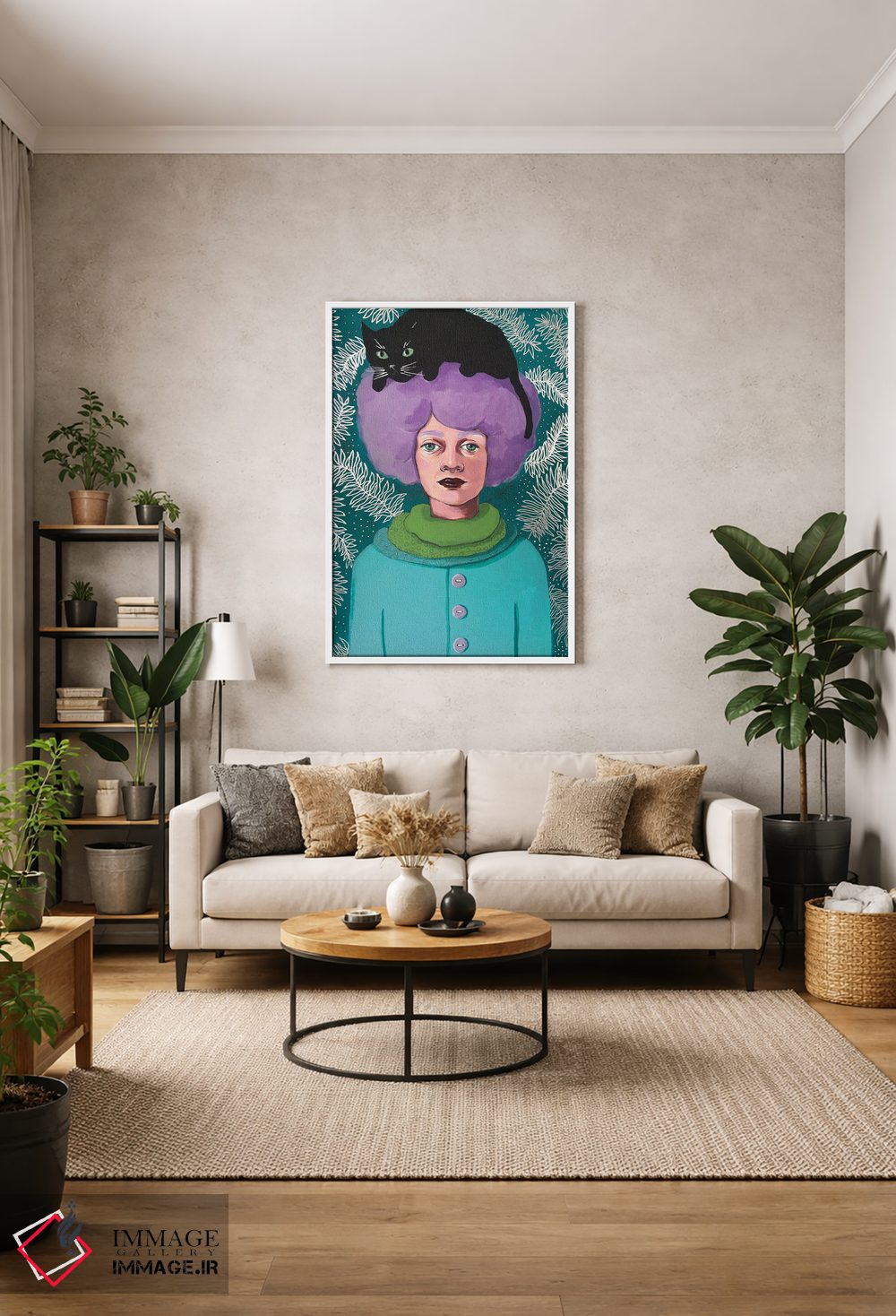 تابلو دکوراتیو بانوی گربه ها اثر ایرینا پاندوا - D1W