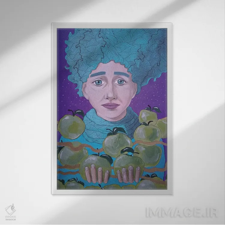 تابلو دکوراتیو سیب های زیاد اثر ایرینا پاندوا - نمای قابدار سفید