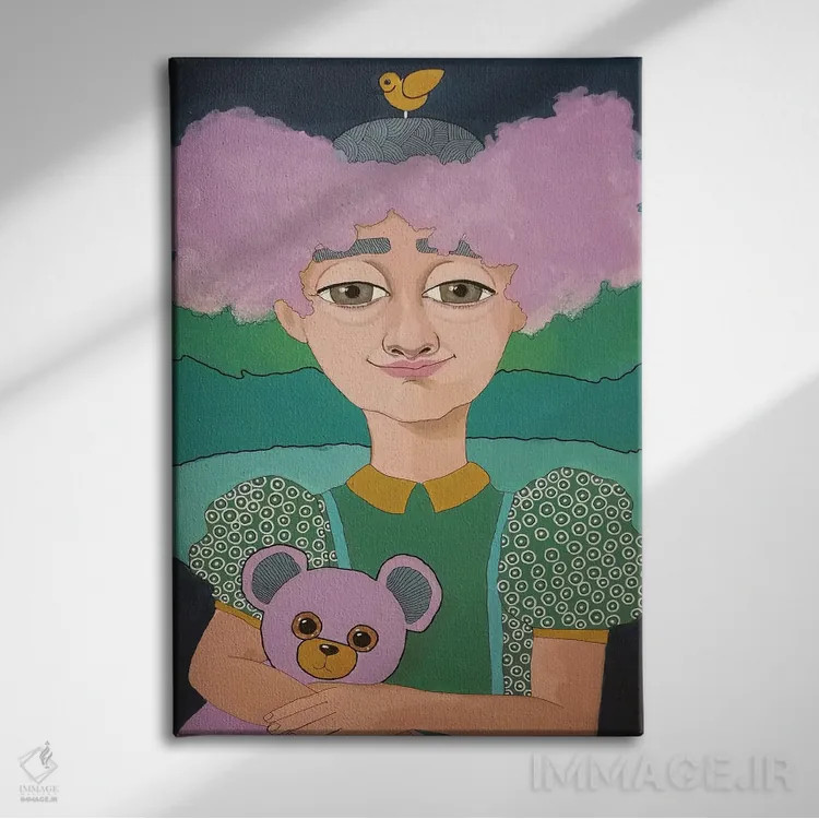 تابلو دکوراتیو پشمک اثر ایرینا پاندوا - نمای روبهرو روی دیوار