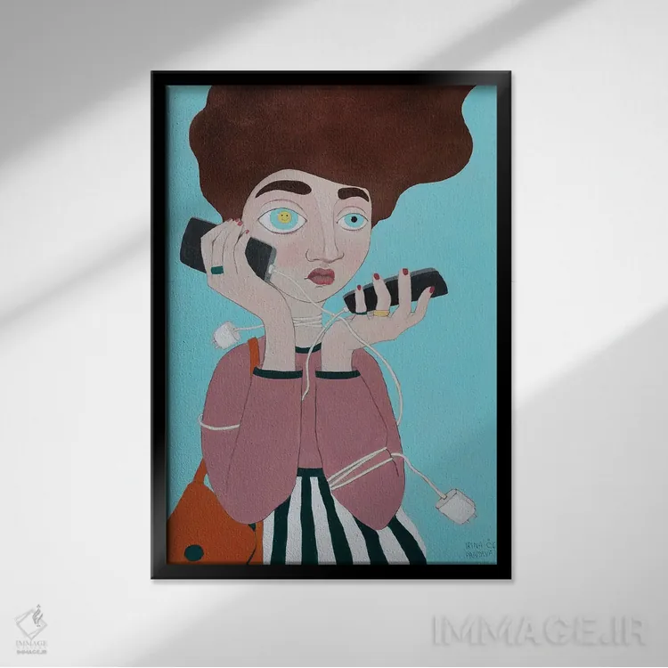 تابلو دکوراتیو زندگی اجتماعی اثر ایرینا پاندوا - نمای قابدار مشکی