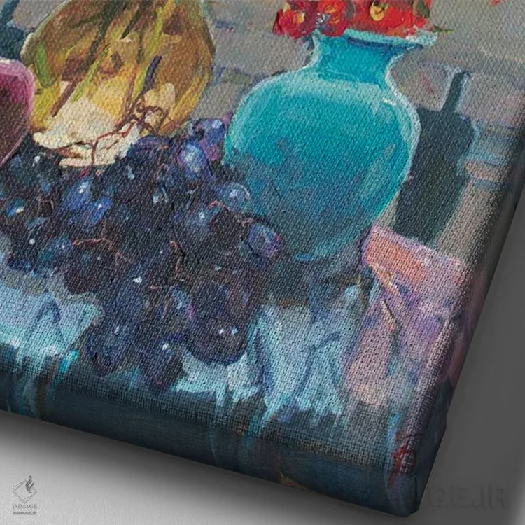 تابلو دکوراتیو گل های بهاری اثر ایگور پوزدف - نمای نزدیک بافت بوم