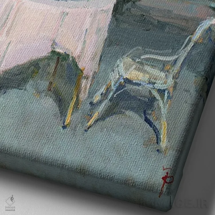 تابلو دکوراتیو طبیعت بی جان شبانه اثر ایگور پوزدف - نمای نزدیک بافت بوم