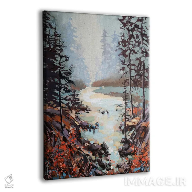 تابلو دکوراتیو رودخانه جنگلی اثر ایرینا رومیانسه وا - نمای پرسپکتیو محصول