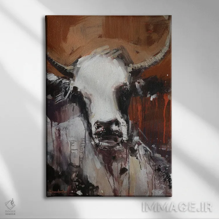 تابلو دکوراتیو گاو زنگ زده اثر ایرینا رومیانسه وا - نمای روبهرو روی دیوار