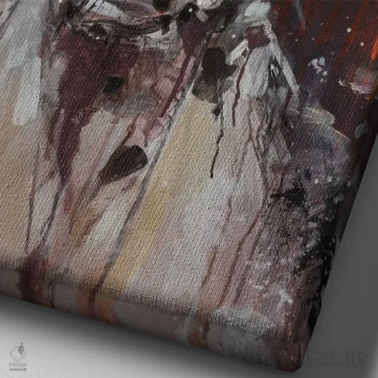 تابلو دکوراتیو گاو زنگ زده اثر ایرینا رومیانسه وا - نمای نزدیک بافت بوم