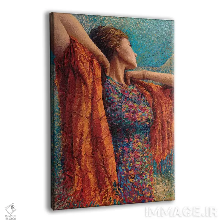 تابلو دکوراتیو خانم گیبونز و شالگردن اثر آیریس اسکات - نمای پرسپکتیو محصول