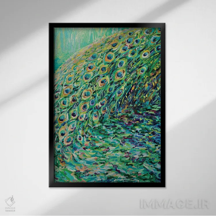 تابلو دکوراتیو پانل اول دو لت طاووس اثر آیریس اسکات - نمای قابدار مشکی