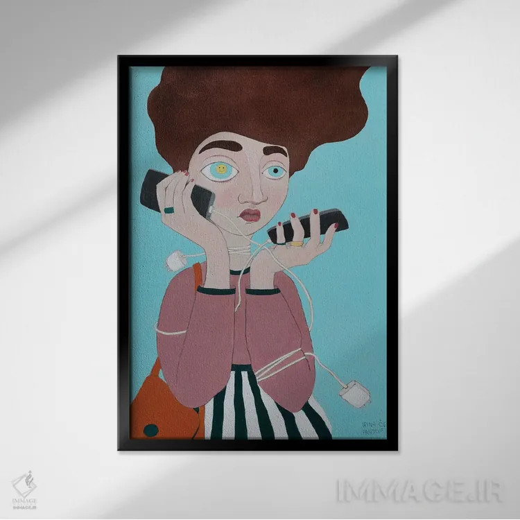 تابلو دکوراتیو زندگی اجتماعی اثر ایرینا پاندوا - نمای قابدار مشکی