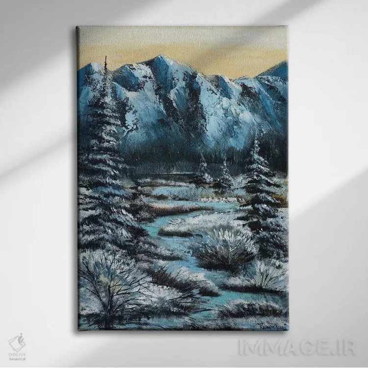 تابلو دکوراتیو منظره زمستانی اثر ایرینا رومیانسه وا - نمای روبهرو روی دیوار
