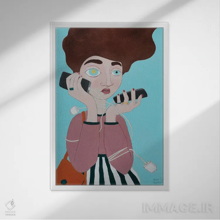 تابلو دکوراتیو زندگی اجتماعی اثر ایرینا پاندوا - نمای قابدار سفید