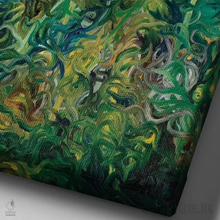 تابلو دکوراتیو شکوفه کنگر فرنگی اثر آیریس اسکات - نمای نزدیک بافت بوم