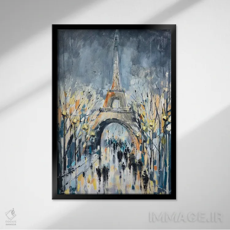 تابلو مدرن پاریس اثر ایرینا رومیانسه وا - نمای قابدار مشکی