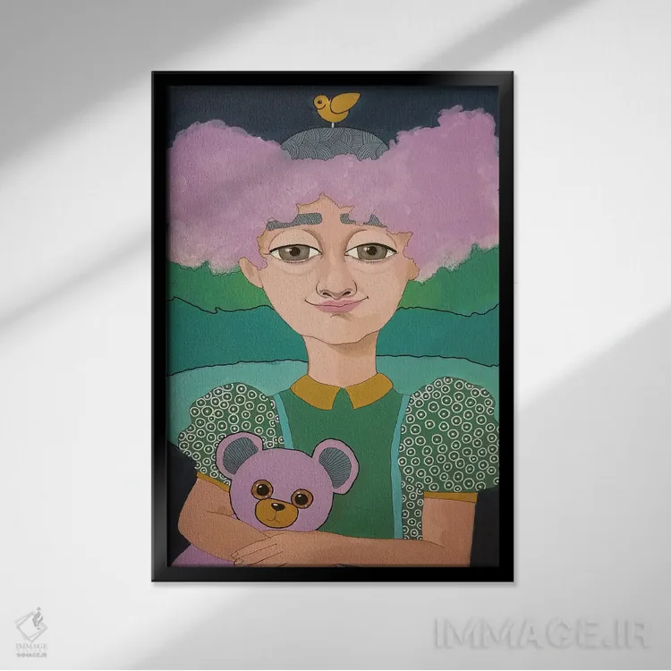 تابلو دکوراتیو پشمک اثر ایرینا پاندوا - نمای قابدار مشکی